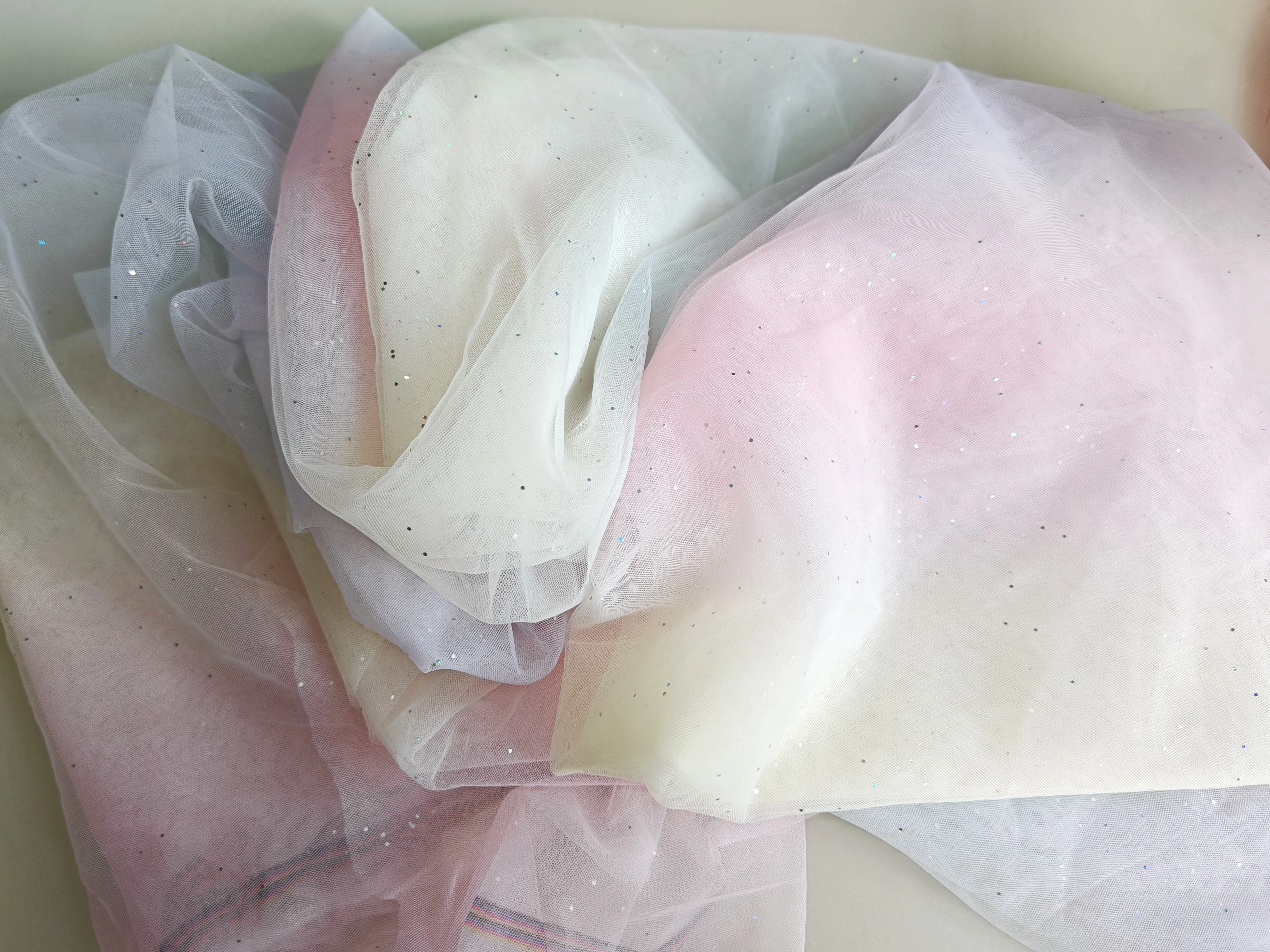 Rainbow Tulle-Print Mesh Dress 100% Nylon Lace Fabric Breathable and for Lingerie Garments Costumes Toys for Girls and Boys