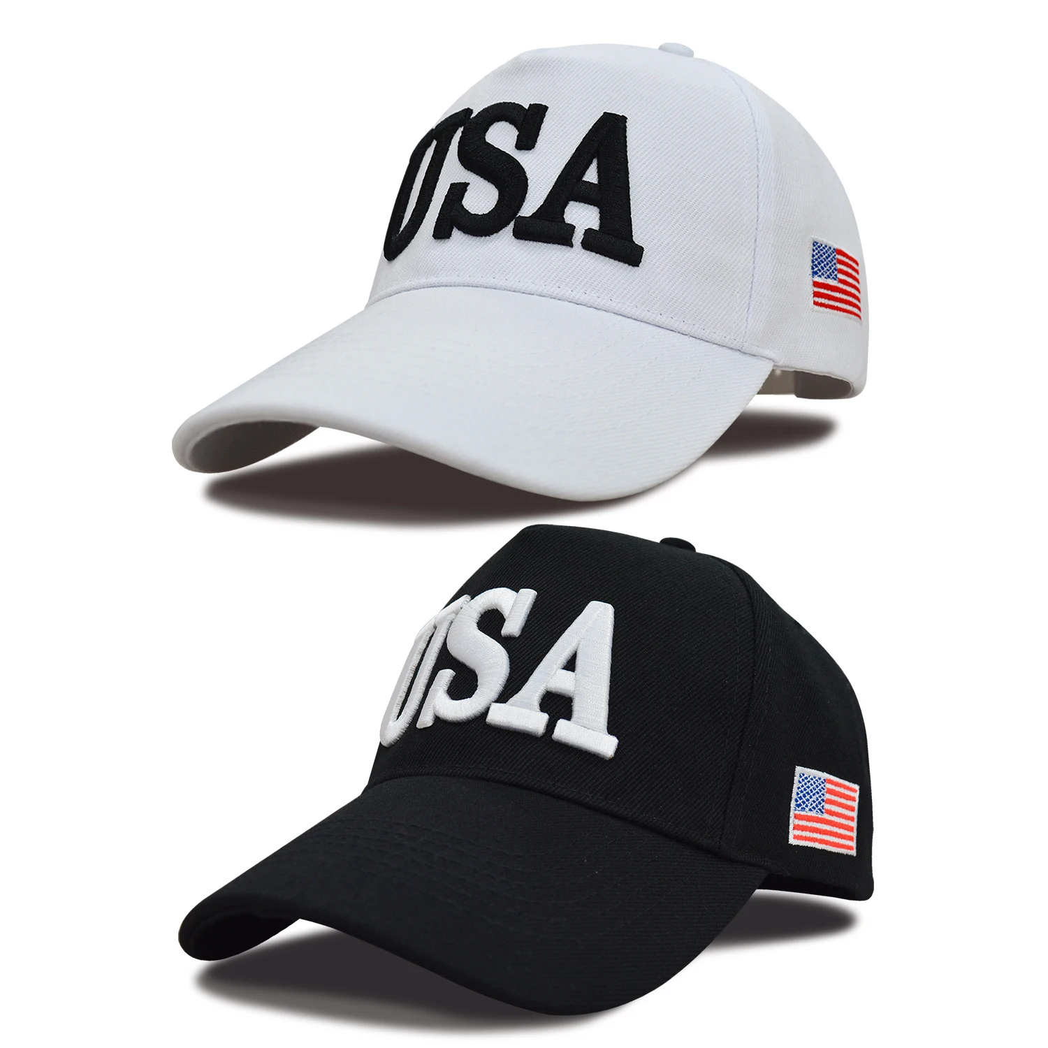 USA Baseball Cap America Flag Sports Caps Custom 3D Embroidery Logo Baseball Hats 5 Panel Acrylic Sport Cap