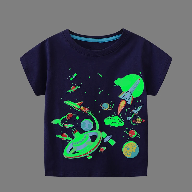 RTS Boys T-shirts&Polo Shirts Luminous Dinosaur Kids Clothes Boys New T-shirt