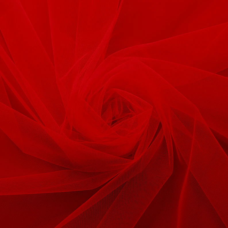 High Quality 20D Yarn Lightweight Plain Dyed Knitted Red Tulle Fabric Clothing Material For Wholesale