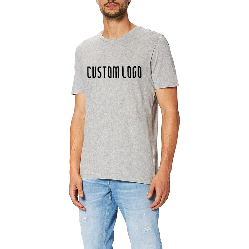Heather Gray Mens Crew neck Gym t shirts custom Vinyl Printing cotton modal spandex t shirt wholesale