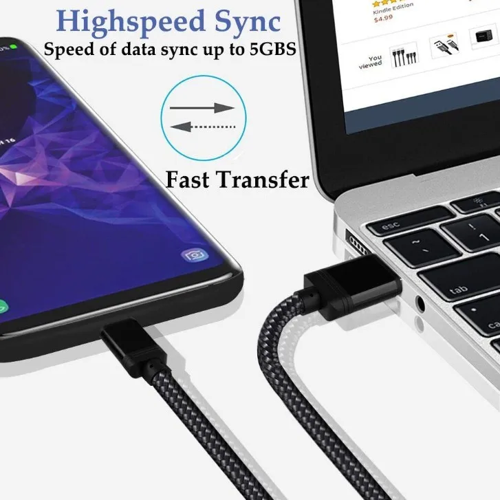  Прочный Плетеный 3а type c Быстрый кабель для samsung кабели передачи данных usb 8pin