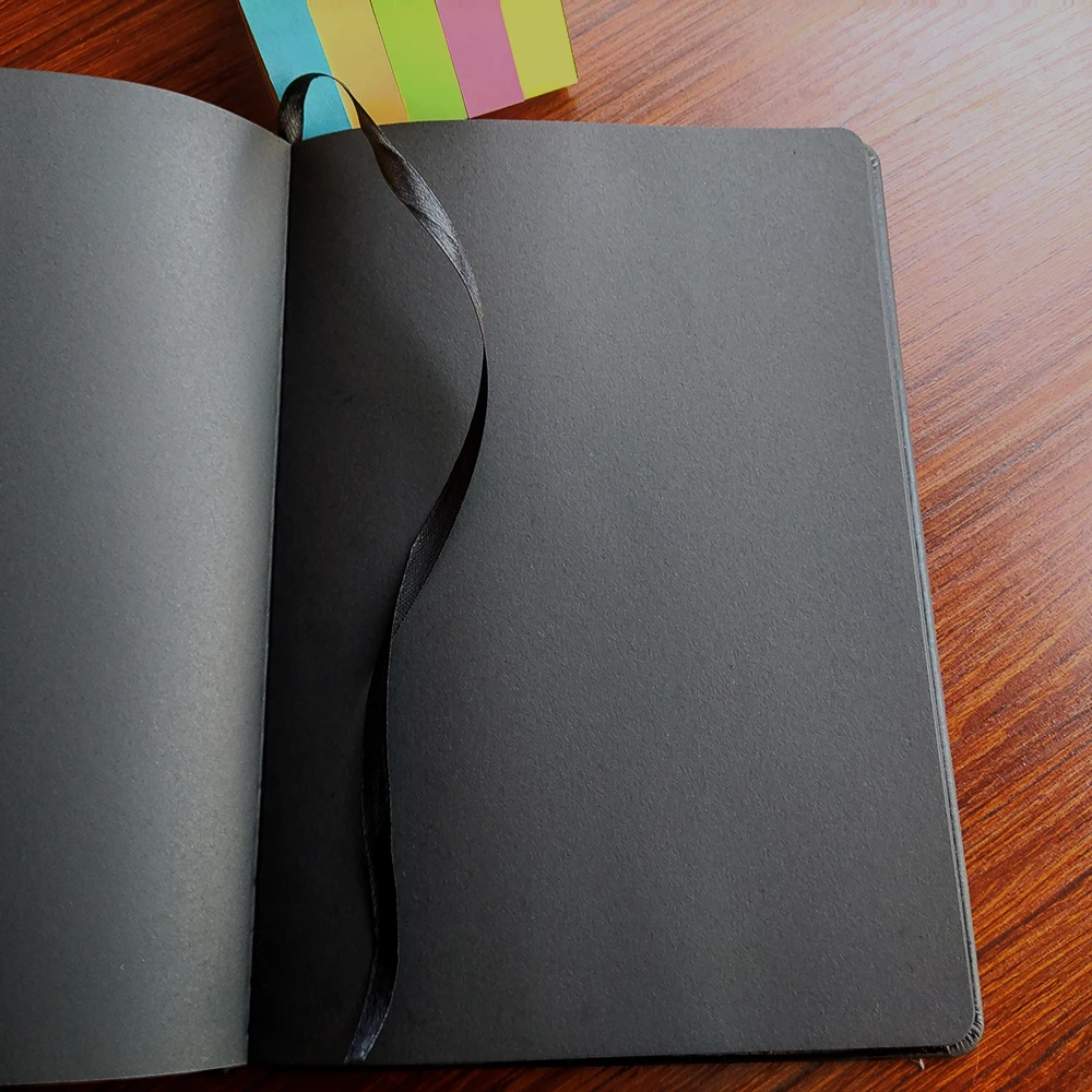 Custom Black Paper Notebook A5 Size Planner with Pen