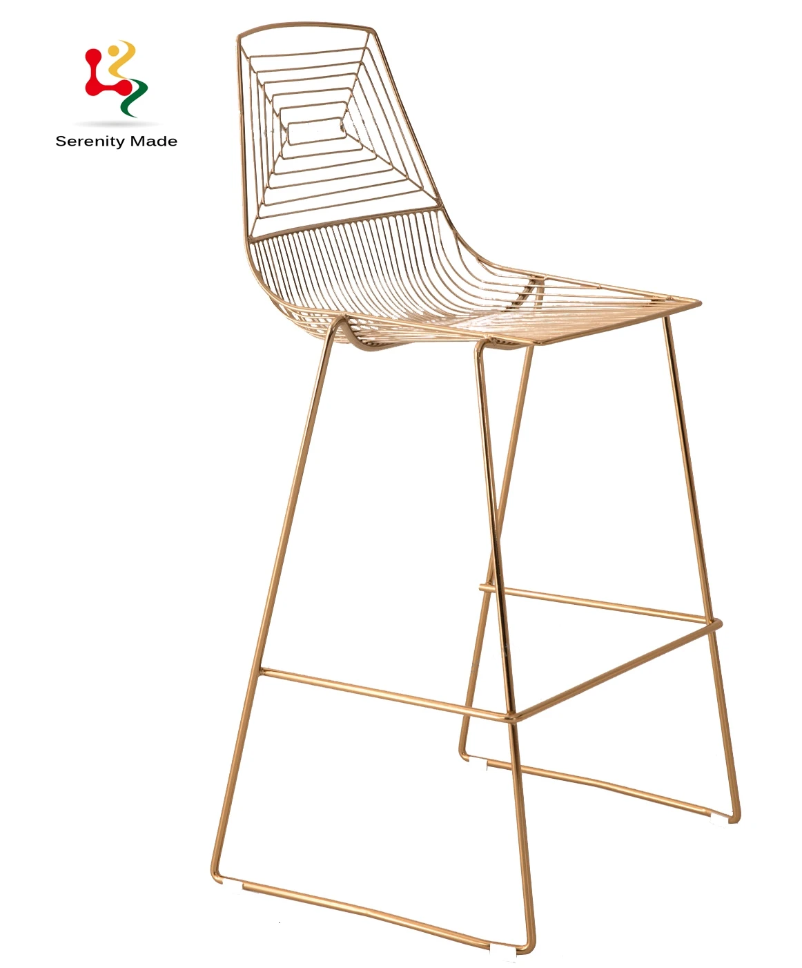 Bar event furniture powder coated metal wire stackable bar stool chairs (1600076709787)