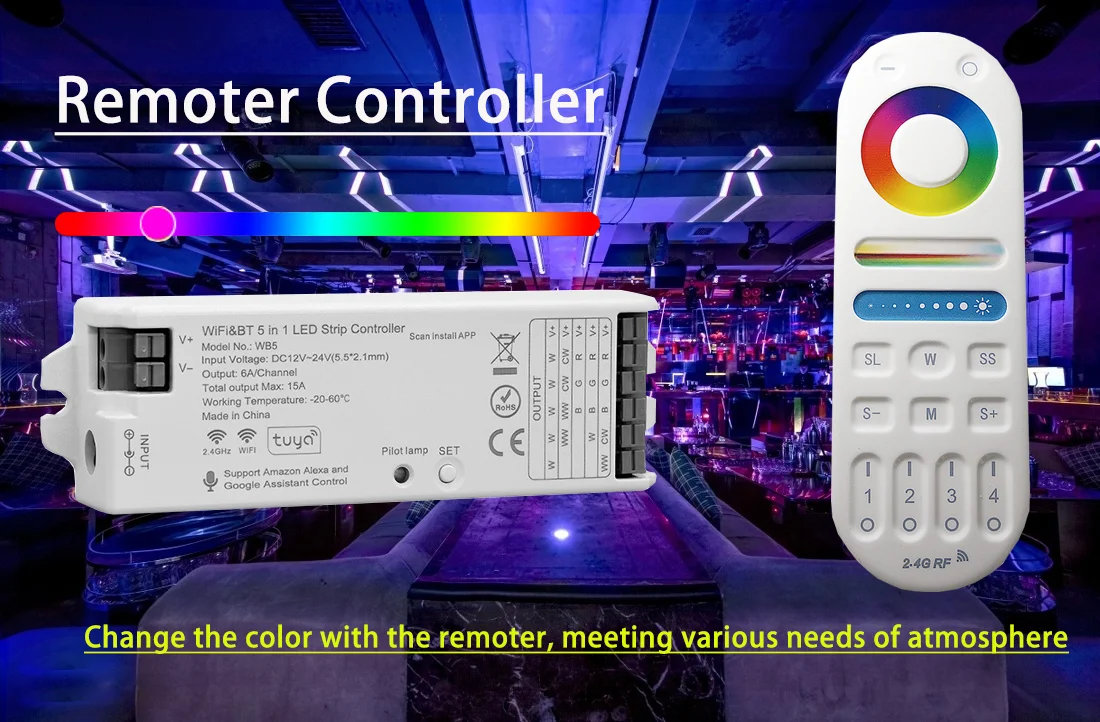 LM091 WiFi smart LED controller RGB LED strip dimmer controlled by LM091 LED remoter