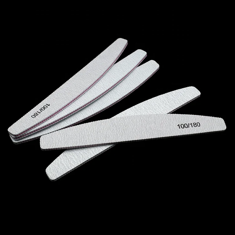 OEM High Quality Washable Sandpaper Ingrown Nail File Half Moon Zebra Grey Double Side Custom Nails File Personal Logo 80/80