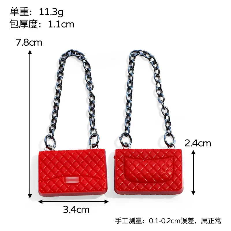Bulk Supply Rose Red Miniature Designer Brand Logo Leather Bag Decoration Junk Phone Case Charms  Key chain Dollhouse Diy Crafts