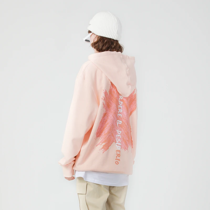 PCMY wholesale fashion printed men hooded sweatshirt casual loose long sleeve cotton pullover hoodie women