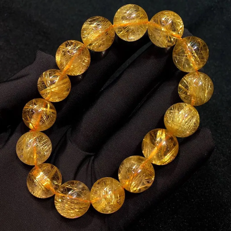 Rare Gemstone healing bracelet natural stone bead 8mm gold rutiled quartz bracelet