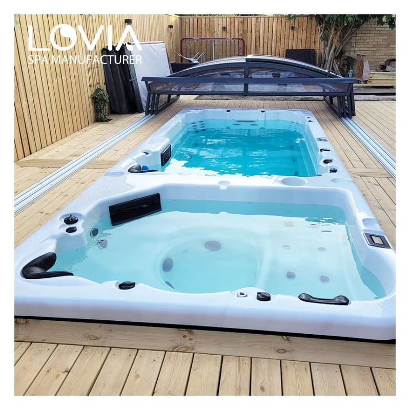 Lovia Spas Dual Zone Acrylic Above Ground Swimming Endless Swim Spa Pool