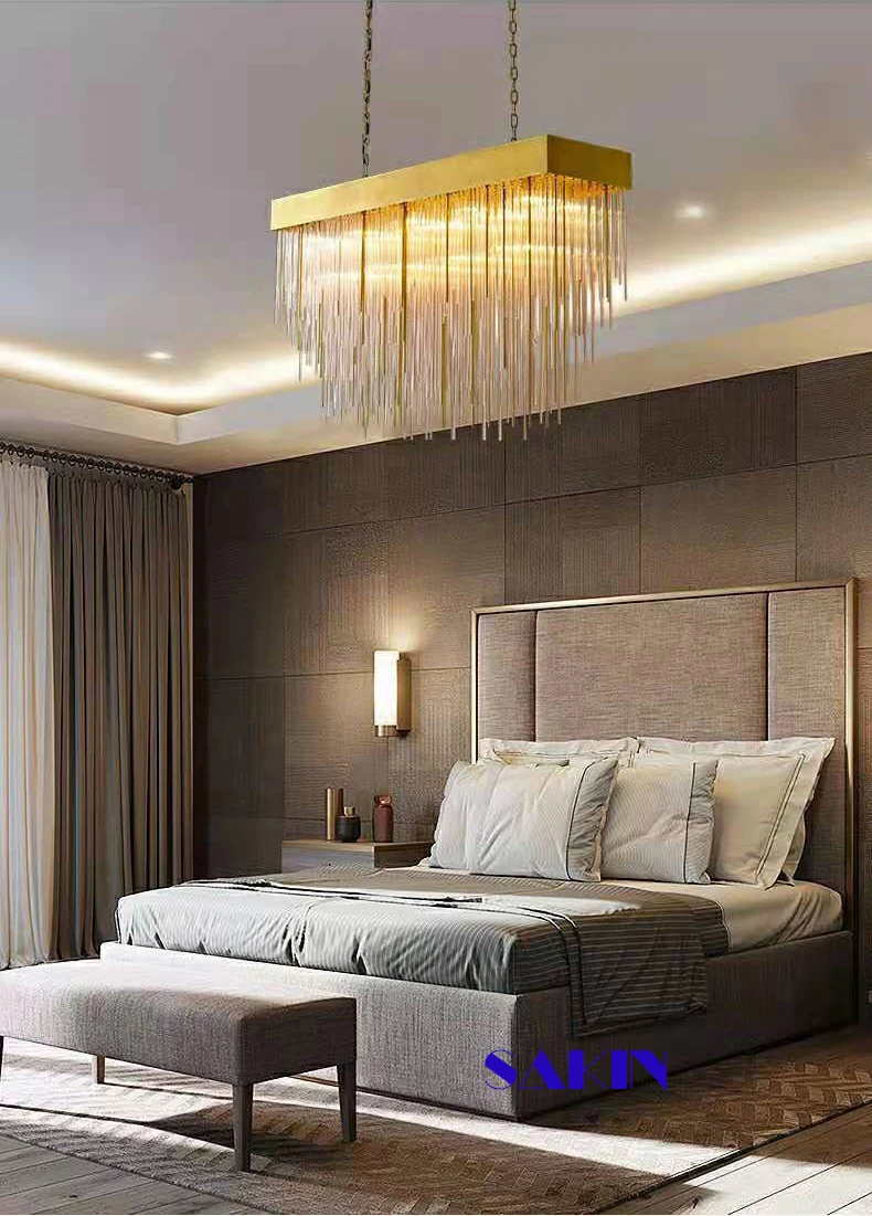Modern minimalism hanging glass pendant Crystal cascada Chandelier For Hotel lobby