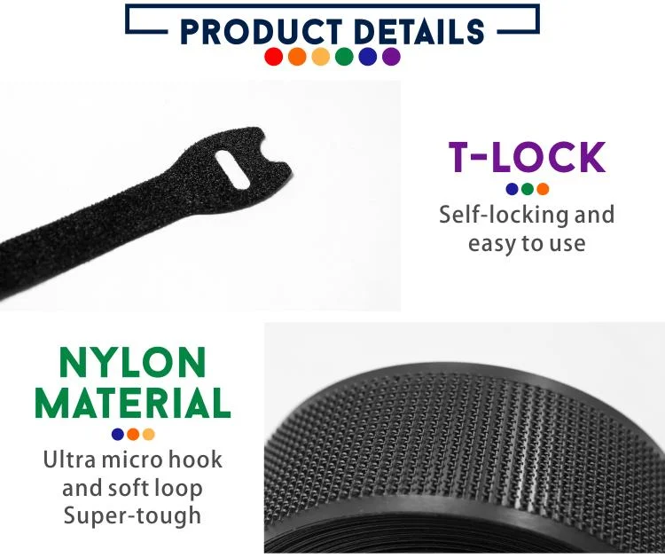 DSX Hook and Loop Cable Tie Adjustable Back to Back Fastener Strap for USB Earphone Network Mouse Cables