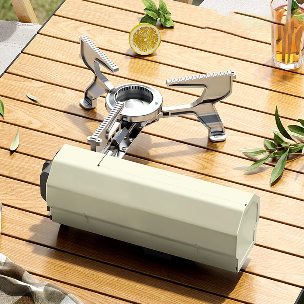 Mini folding gas stove outdoor camping picnic gas stove portable fire boiler tea stove white