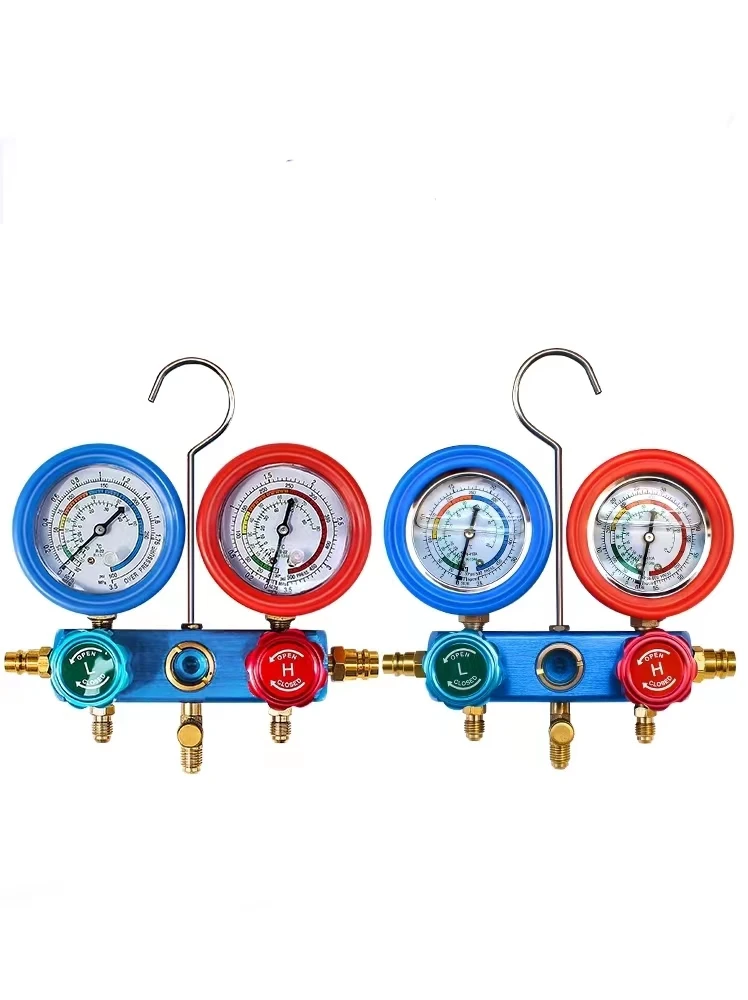 Utranee Wholesale 6-Piece Set HS-2A32 Double Gauge Valve Sleeve Box Pressure Gauges Fluoridation Tools  R134a