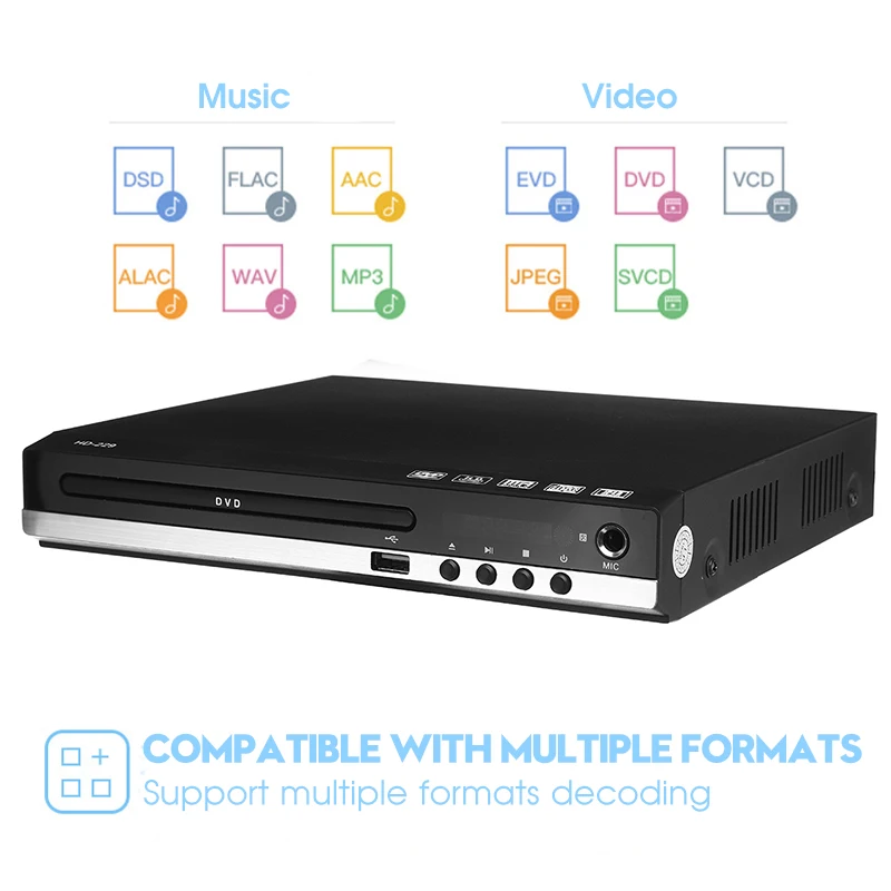 Домашний HDMI-совместимый DVD-плеер Full HD 1080P USB мультимедийный цифровой ТВ-диск с поддержкой DVD CD MP3 MP4 RW