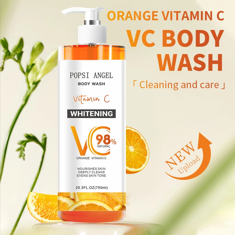 Organic Private Label  Shower gel 750mL Organic Vitamin C Whitening Bath Gel Nourishing Skin Hydrating Body Wash
