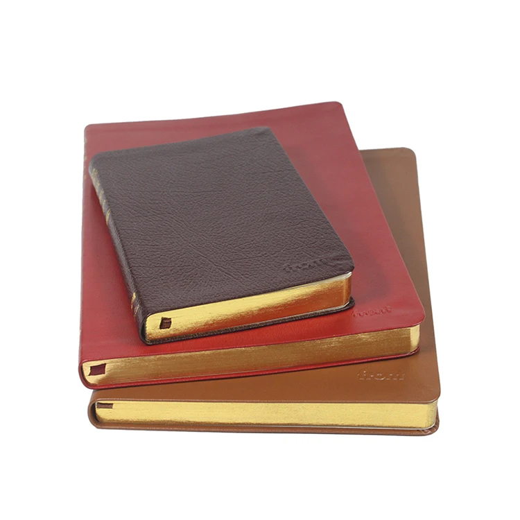 2020 new custom embossed logo gold foil logo printed  note book journal  business gift grid dot a5 leather notebooks