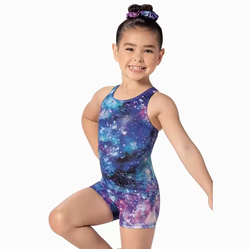 Spandex Ballet Leotard 3D Printed Girls Dance Unitard Biketard Gymnastics Clothes Sleeveless Performance Wear