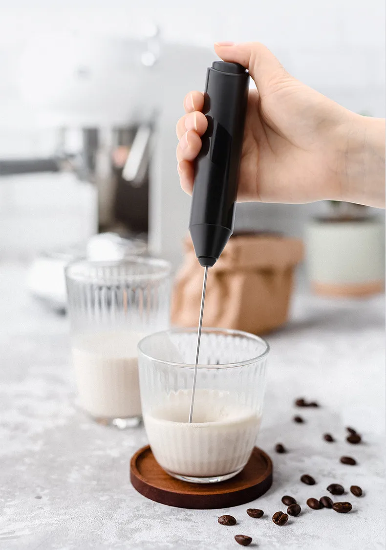 Black ABS new coffee foamer hand milk frother mini electric milk frother original milk frother with stand