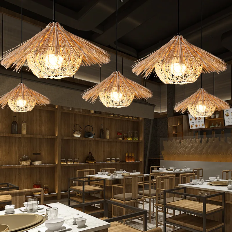 Top Quality Handmade Wicker Natural Ceiling Lantern Bamboo Pendant Shade Rattan Lamps