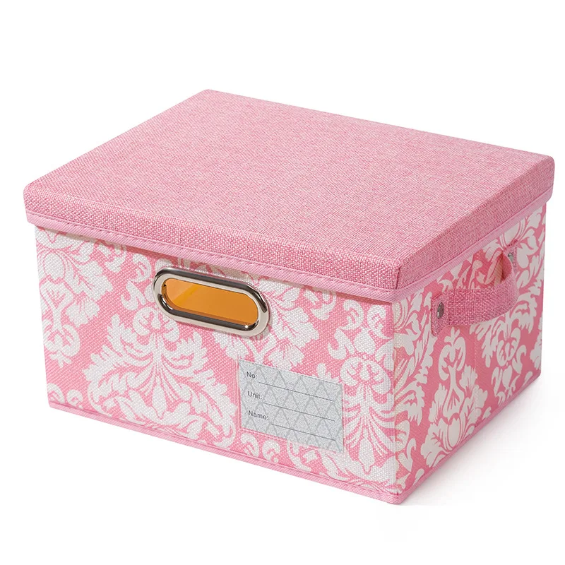 Multi-Size Washable Printed Fabric Foldable Storage Bins Box Folding Cloth Organizer Collapsible Storage Box with Cover