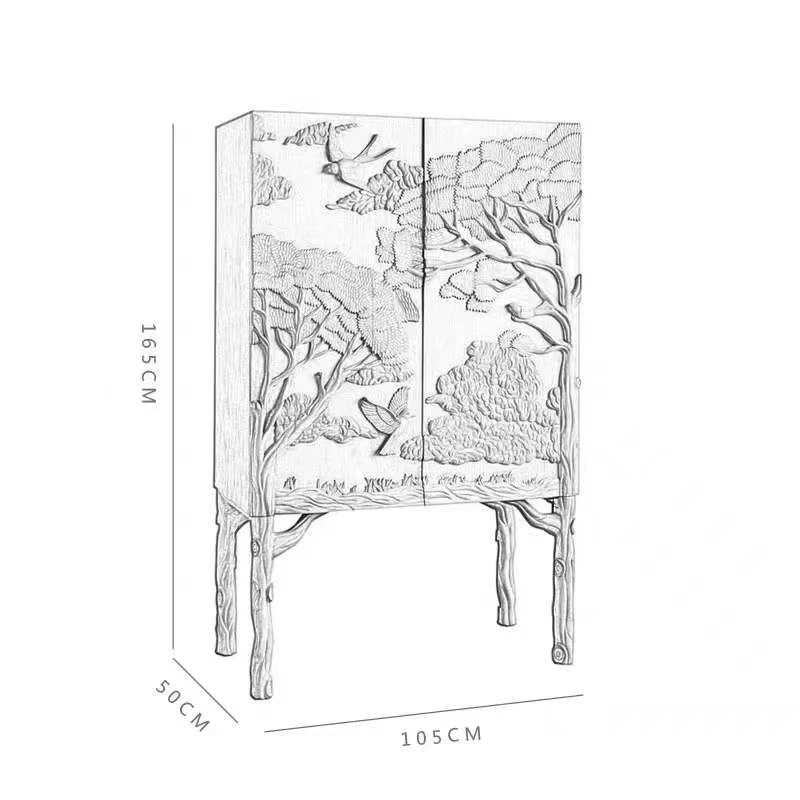 French new classical light luxury elk carved living room double door solid wood TV cabinet