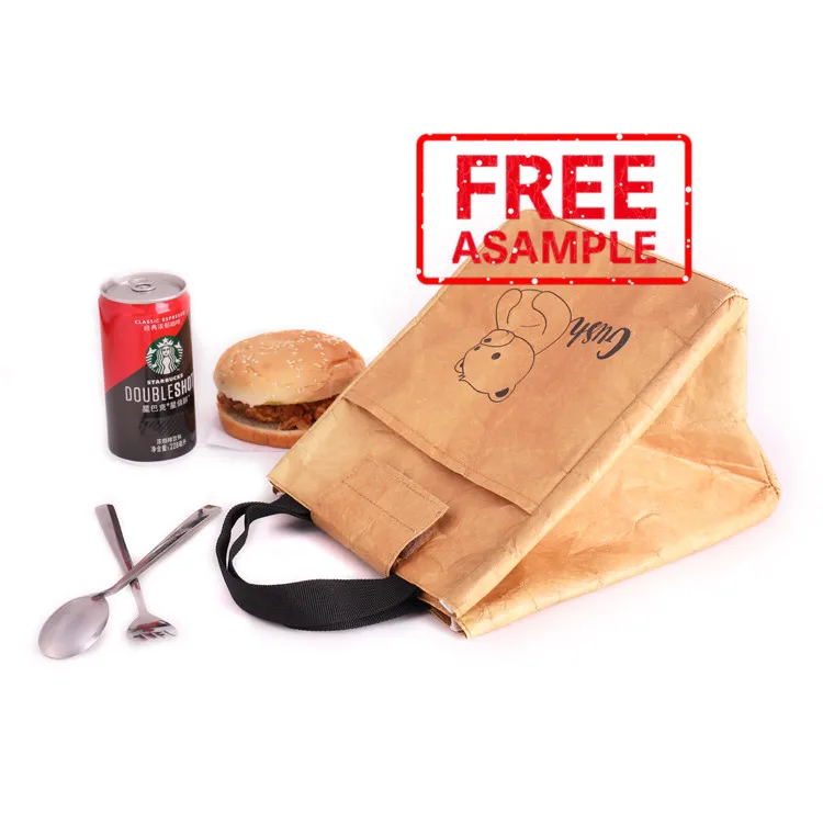 Cheap Factory Price Durable Support Custom Pattern Dupont Paper Easy Clean Portable Children Lunch Insulation Bag