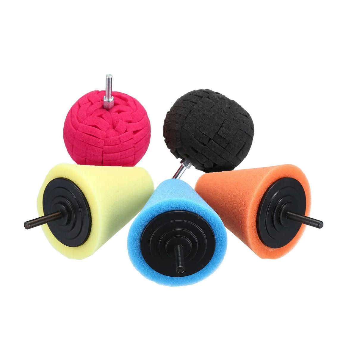 High Quality 5pcs Foam Buffing  Polishing Kit Cone Sponges Ball Pads Kits For Car Wheel Corne