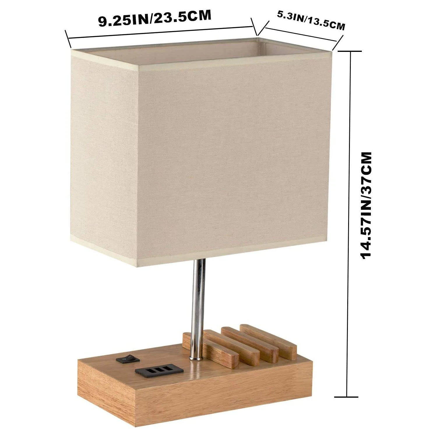 New Arrival Desk Light Modern Lampe De Chevet Avec USB Charging Port Base Wooden Bedside Table Lamp For Hotel or Bedroom