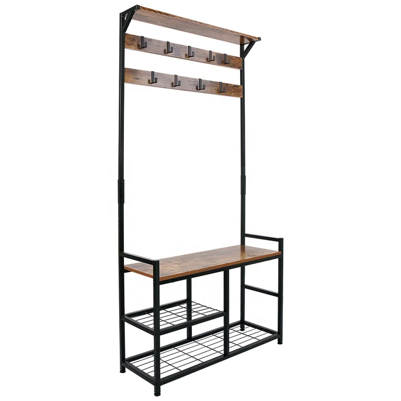 Многофункциональный 3 в 1 прихожей пальто стеллажи для выставки товаров Холл дерево со скамейкой