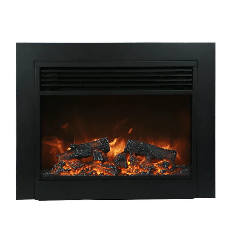1500W black freestanding fireplace electric with single color 2 heat setting oortable fireplace heater for home and office