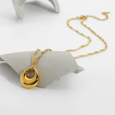  simple fashion women INS style 18K gold plated water drop pendant stainless steel
