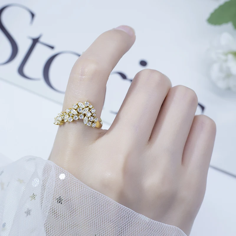 Messi Jewelry 925 Sterling Silver  3.5X1.75mm Marquise Cut DEF Color Moissanite Diamond Ring For Women