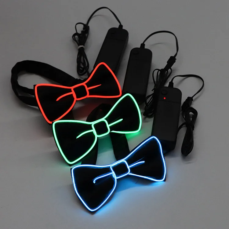 Wholesale Flashing LED Bow Tie Light Up EL Wire Necktie Bowtie Jazz Bowtie Adult Performance Props Glow Party Neck Bowtie