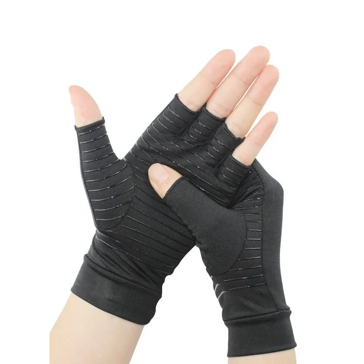 Nursing Rehabilitation Training Silicone Non-slip Outdoor Fitness Cycling Gloves Copper Fiber Pressure Half Finger Gloves
