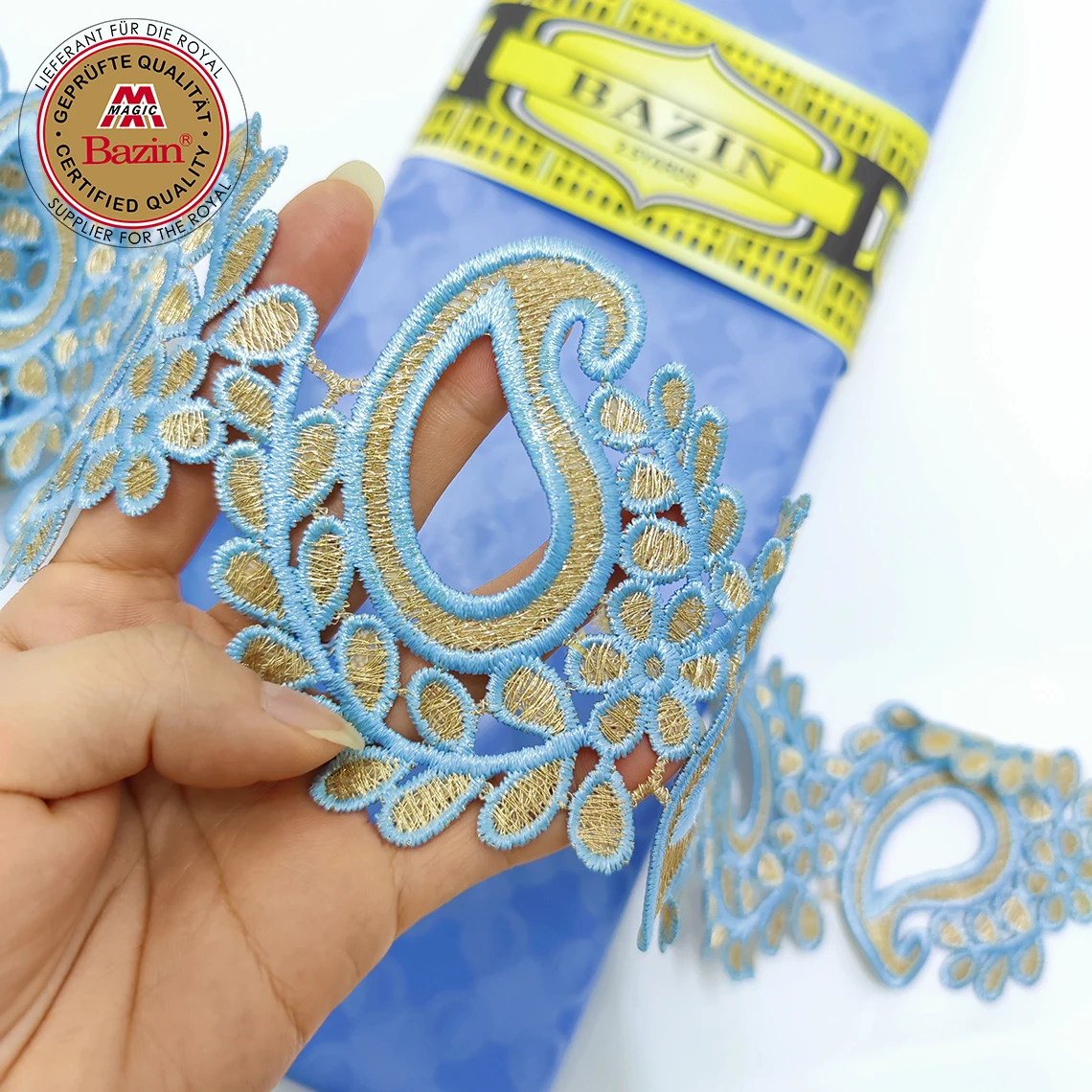 Lace Trimmings With Bazin Riche Original 2022 African Lace Fabric Ribbon Trim For Wedding Dress Sewing Nigerian Party Basin