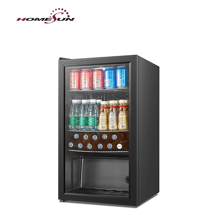 93L high quality retro custom led glass door mini fridge for beverage