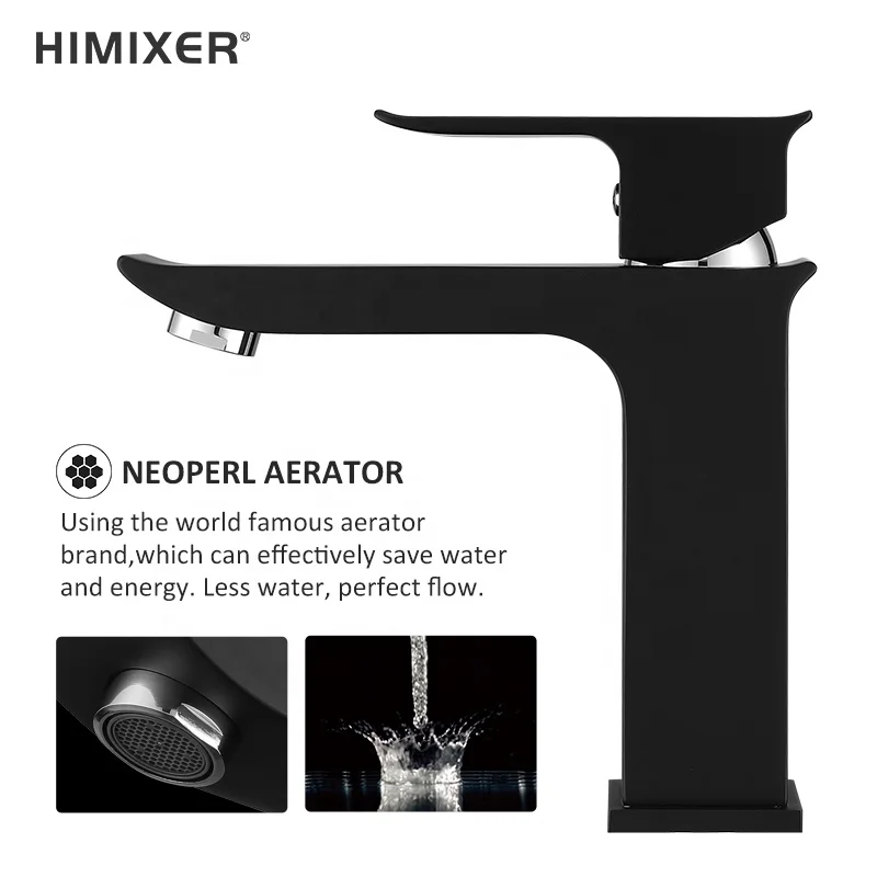 HIMIXER best contemporary matte black basin faucets single handle grifo lavabo wastafelkraan deck mounted brass water taps