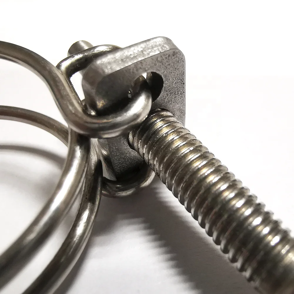 customized Double Wire pipe clamps Stainless Steel Auto Hose clip clamps