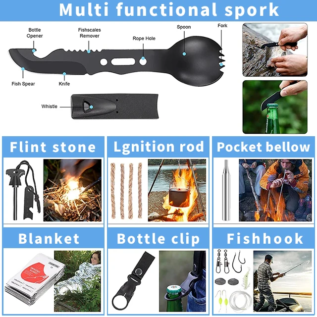 Factory customization Outdoor Survival Kit Waterproof First aid kit plastic case medical kit for camping medical supplies