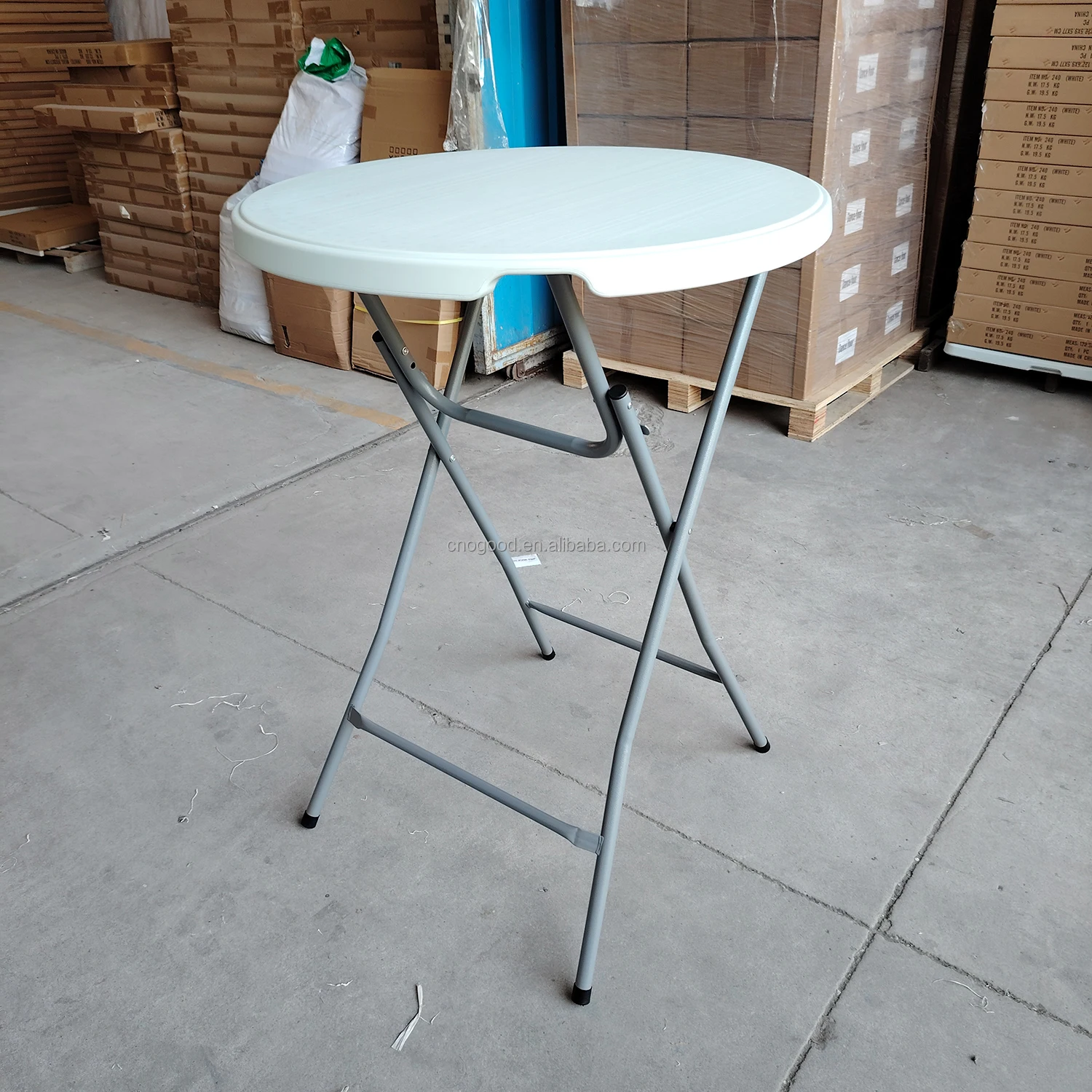 Outdoor Portable Dia 60cm White Round Bar Height Folding Tables Cocktail Fold Table Plastic for Bar