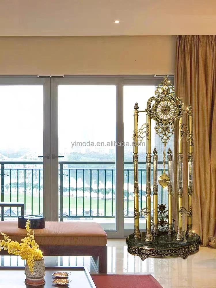 Royal Classic Movement Antique Baroque Style Goddess Big Wooden Floor Standing royal copper jade Grandfather Clock