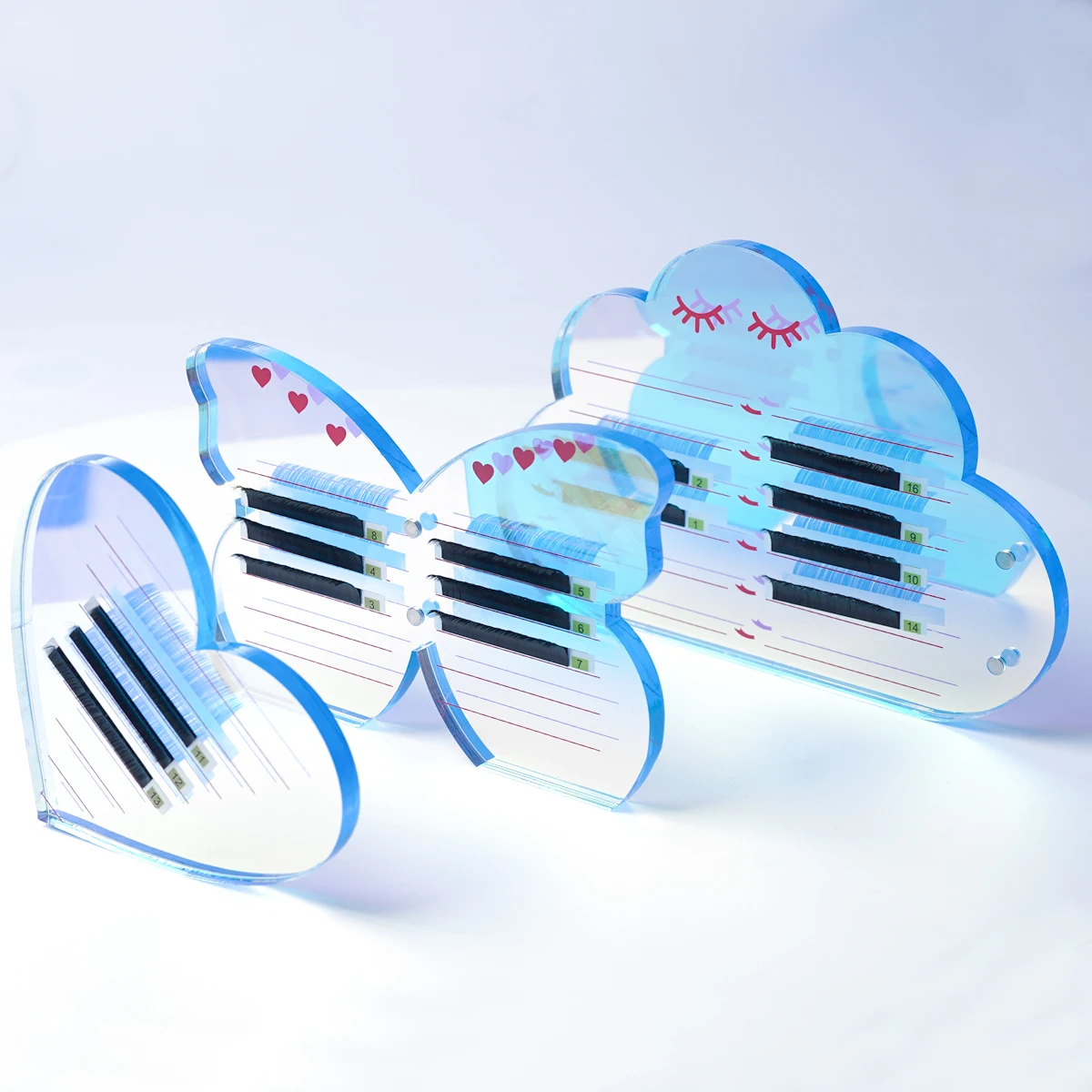 Cloud Heart Butterfly Eyelash Pallet Private Label Magnetic Acrylic Pink Lash Tile with Glue Holder Magnet