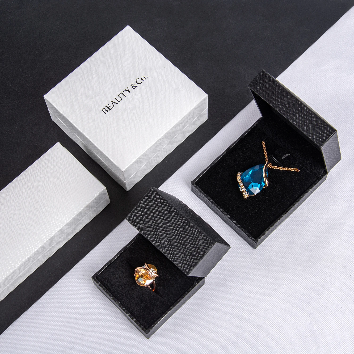 Wholesale Luxury Custom Logo Pendant Ring Earring Boxes And Packaging