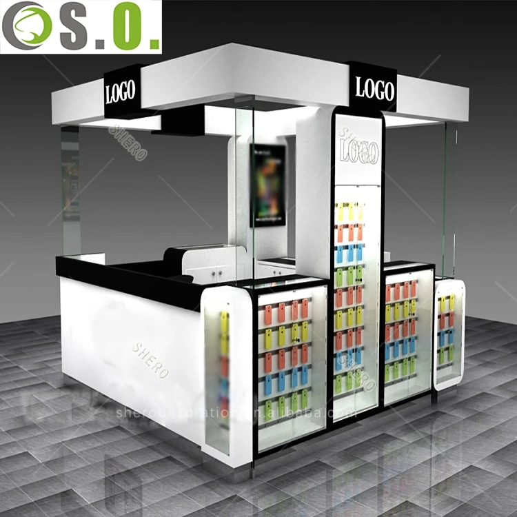 High end cell phone kiosk with mobile phone display counter