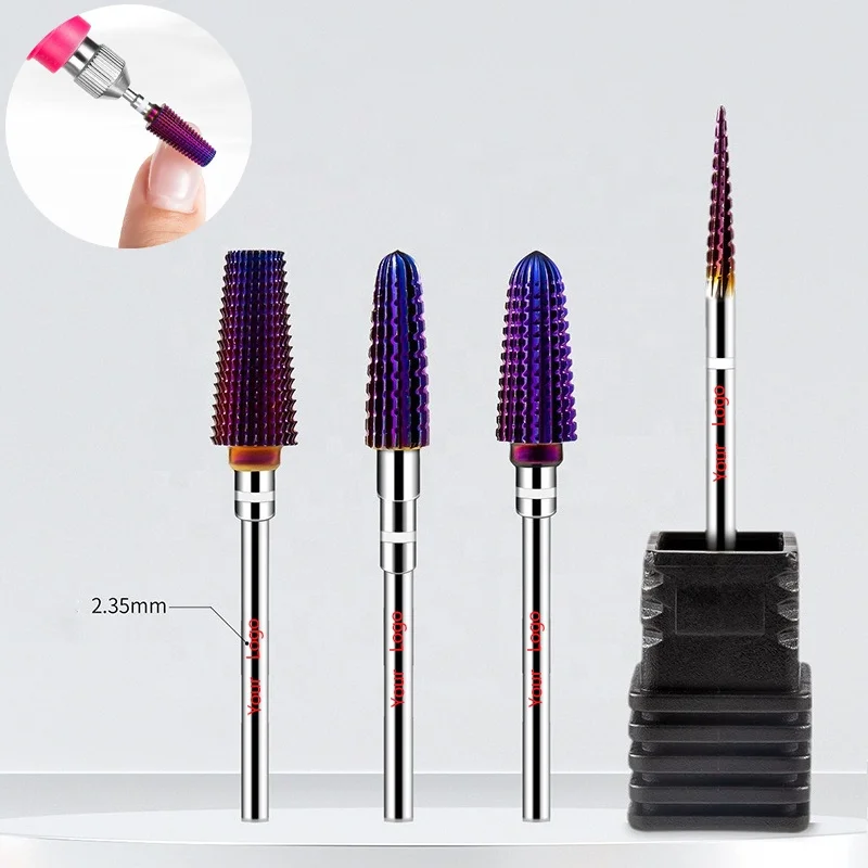 Top Sale High Quality Small Barrel Russian Manicure Drill Bit 5 IN 1 Wholesale XF 2XC Volcano Carbide Nail Drill Bits