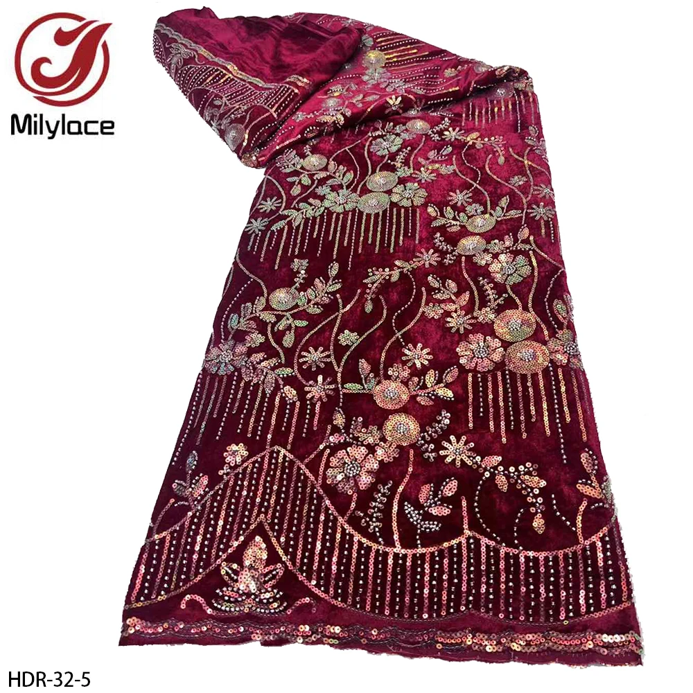 Warm Colorful Sequins Velvet Fabric Sequin Embroidered Velvet Fabric