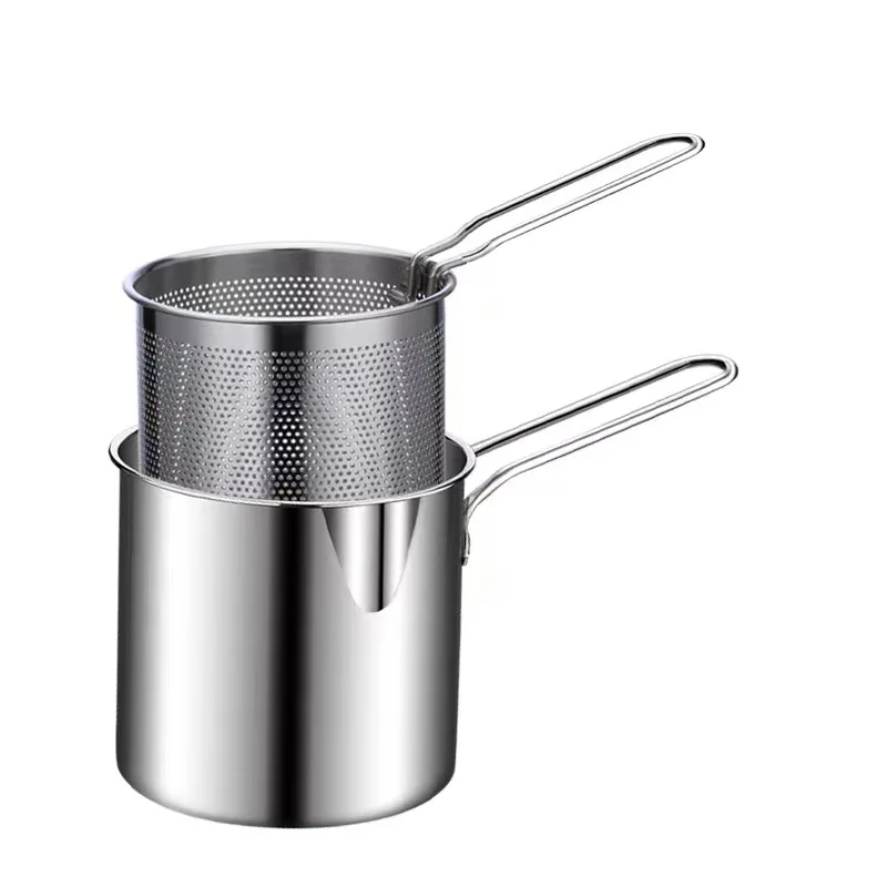 High Quality Cookware Set Cooking Pot Round Fryer Stainless Steel Deep Fryer Pot With Filter Basket