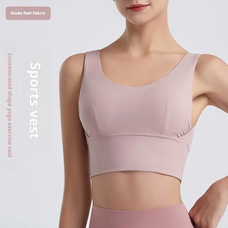 Sports Bra Longline Padded Crop Tank Yoga Bras Workout Fitness Top For Women