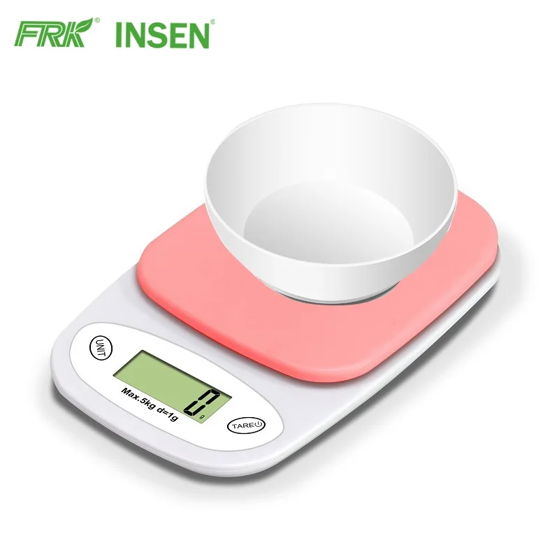 Lithium Battery Strain Gauge Sensor Vegetable Durable Kitchen Scale With Tare Function Bowl